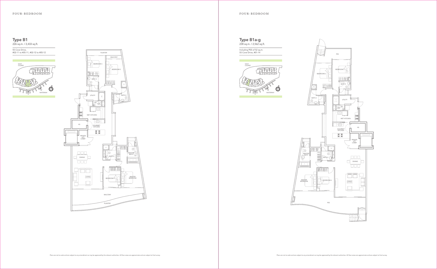4-Bedroom · Type B1 / B1a-g · 2,433 and 2,562 sqft