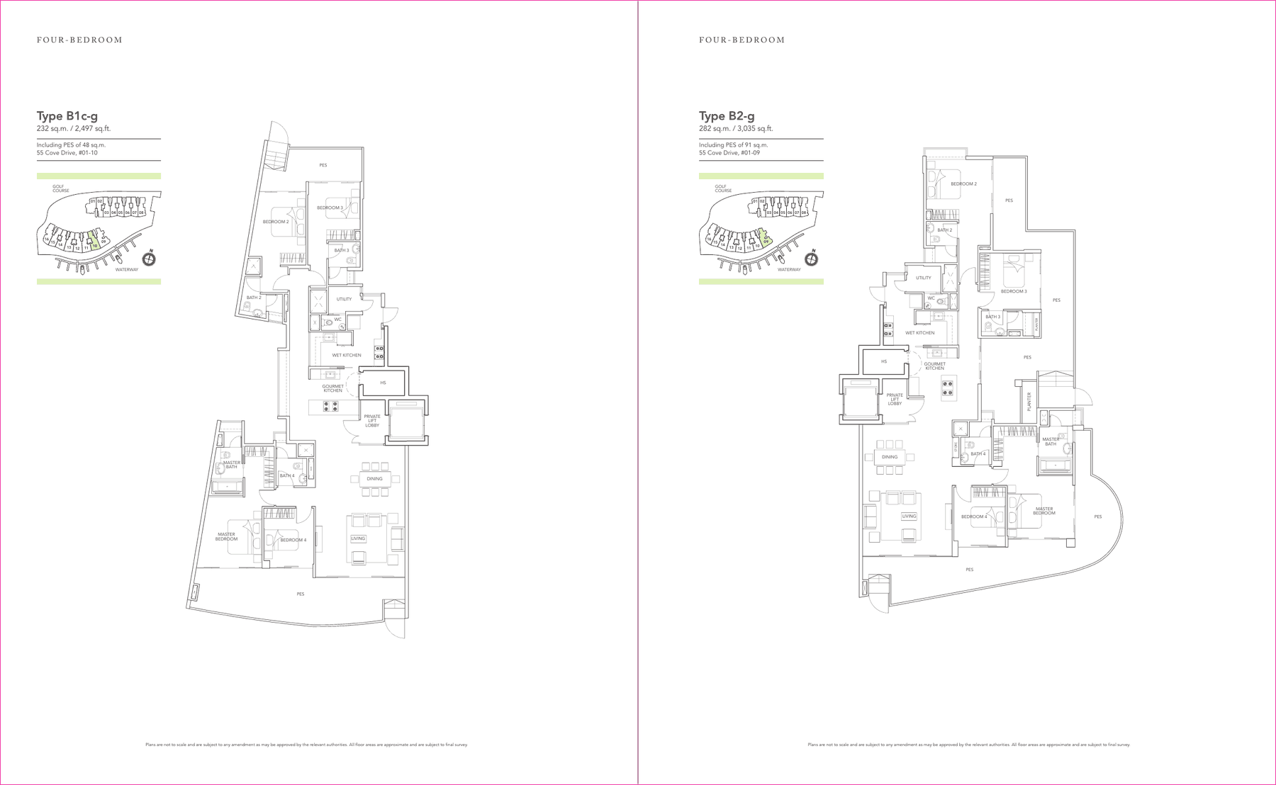 4-Bedroom · Type B1c-g / B2-g · 2,497 and 3,035 sqft