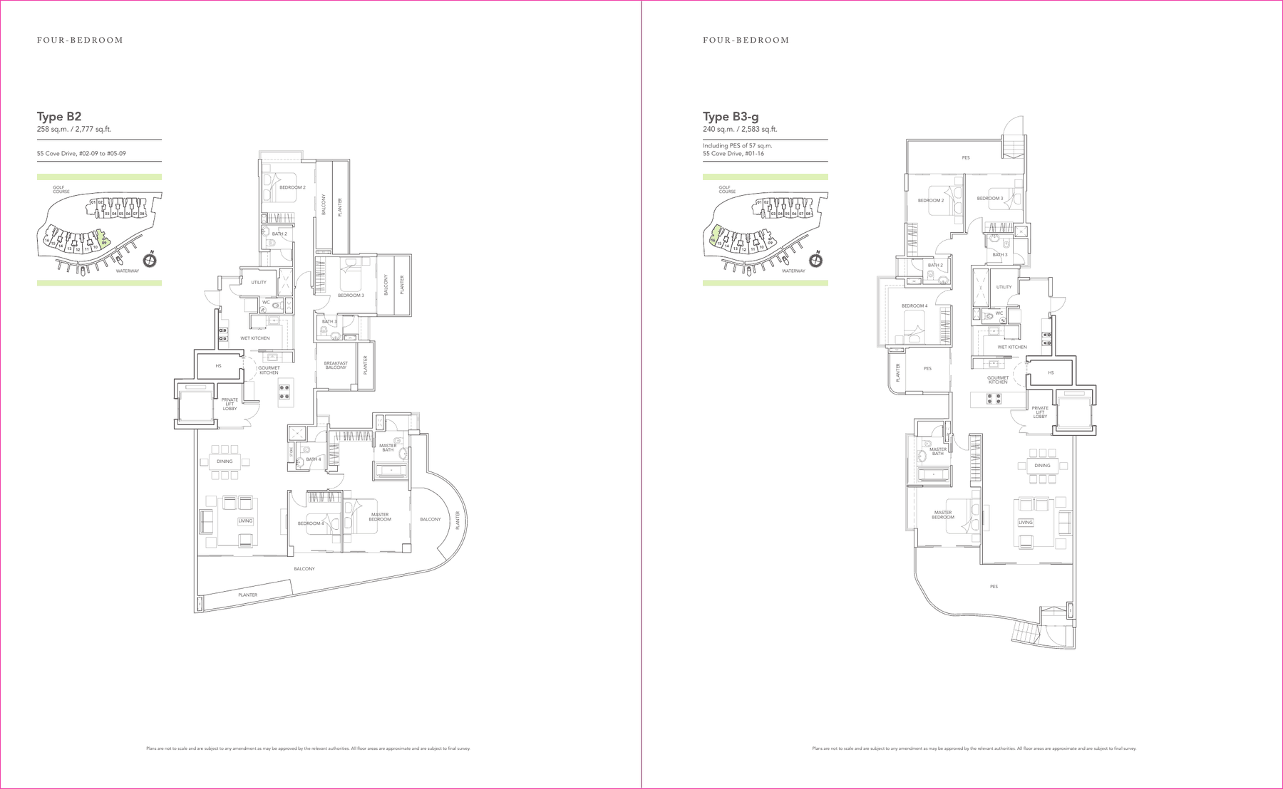 4-Bedroom · Type B2 / B3-g · 2,777 and 2,583 sqft