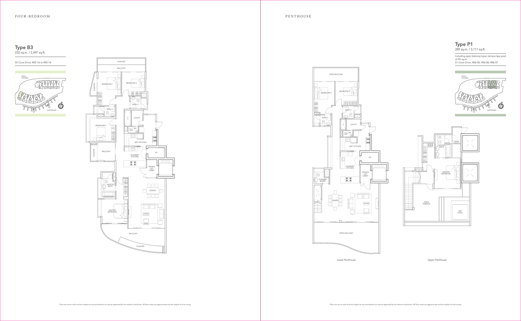 4-Bedroom · Type B3 / Penthouse Type P1 · 2,497 and 3,111 sqft