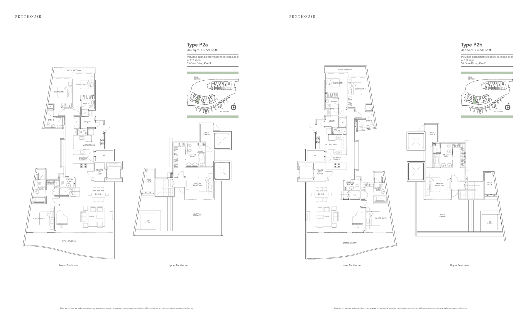 Penthouse · Type P2a / P2b · 3,724 and 3,735 sqft